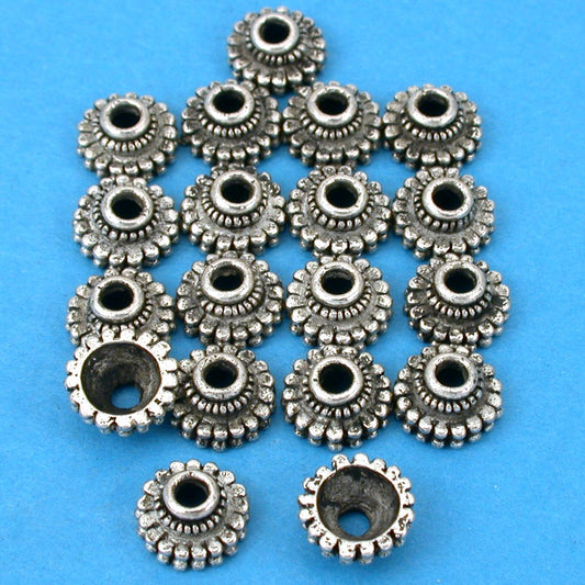 Bali Bead Caps Antique Silver Plated 10mm 15 Grams 18Pcs Approx.