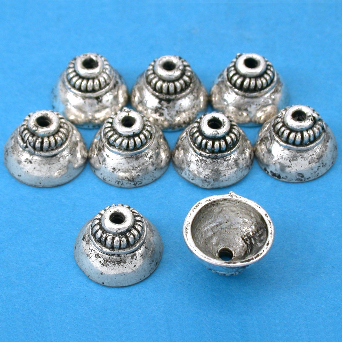 Bali Bead Caps Antique Silver Plated 12.5mm 16 Grams 8Pcs Approx.