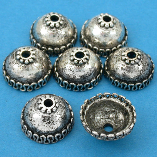 Bali Bead Caps Antique Silver Plated 15mm 15 Grams 7Pcs Approx.