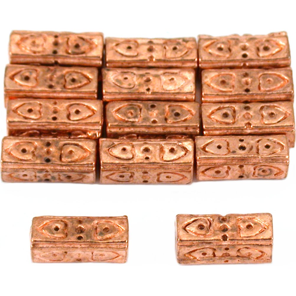 Heart Rectangle Tube Copper Plated Beads 10mm 15 Grams 14Pcs Approx.