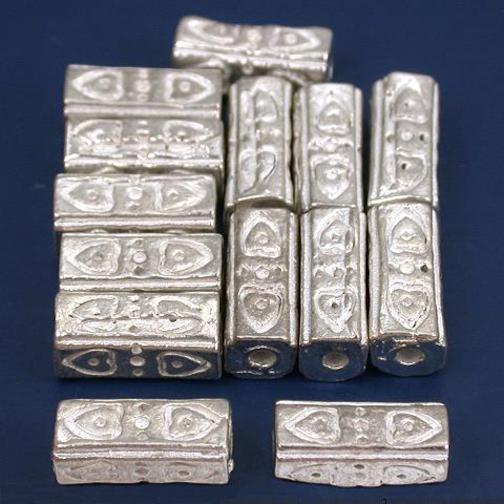 Heart Rectangle Tube Silver Plated Beads 10mm 15 Grams 14Pcs Approx.