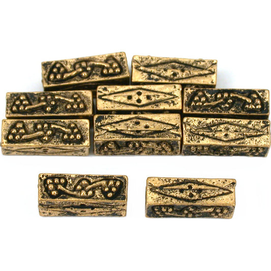 Grapes Rectangle Tube Antique Gold Plated Beads 12.5mm 15 Grams 15Pcs Approx.