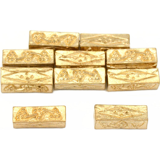 Grapes Rectangle Tube Gold Plated Beads 12.5mm 15 Grams 15Pcs Approx.