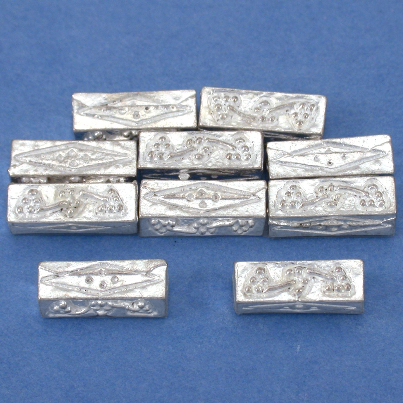 Grapes Rectangle Tube Silver Plated Beads 12.5mm 15 Grams 15Pcs Approx.