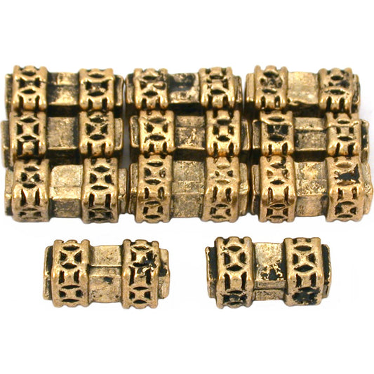 Rectangle Tube Antique Gold Plated Beads 11mm 15 Grams 10Pcs Approx.