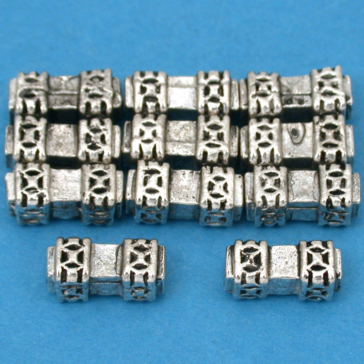 Rectangle Tube Antique Silver Plated Beads 11mm 15 Grams 10Pcs Approx.