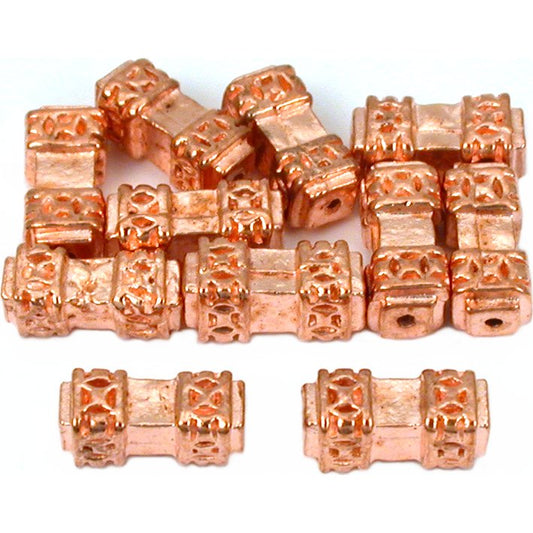 Rectangle Tube Copper Plated Beads 11mm 15 Grams 10Pcs Approx.