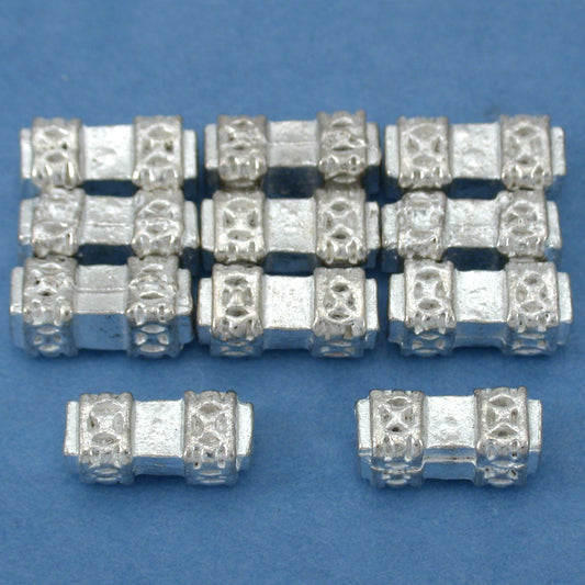Rectangle Tube Silver Plated Beads 11mm 15 Grams 10Pcs Approx.