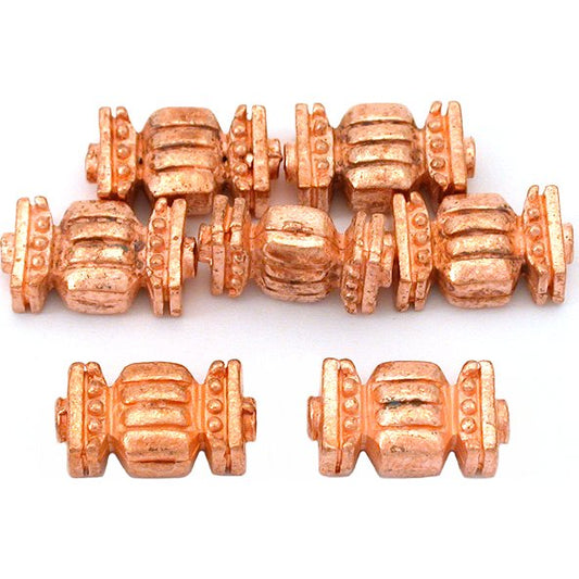 Bali Tube Copper Plated Beads 14mm 15 Grams 6Pcs Approx.