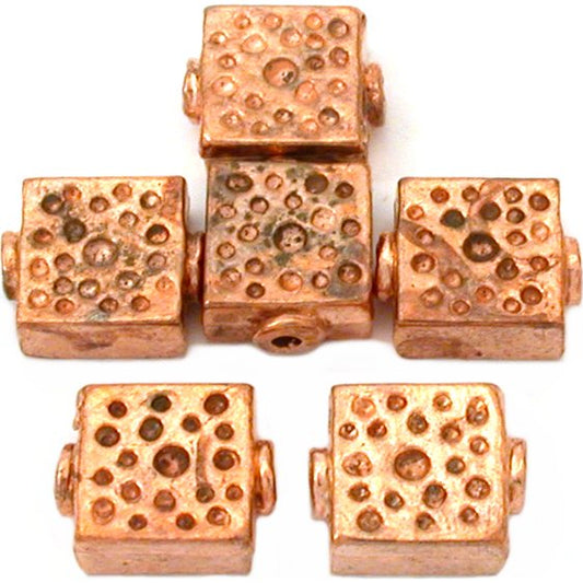 Square Copper Plated Beads 11mm 15 Grams 6Pcs Approx.