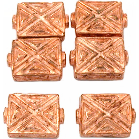 Rectangle X Copper Plated Beads 13mm 15 Grams 6Pcs Approx.