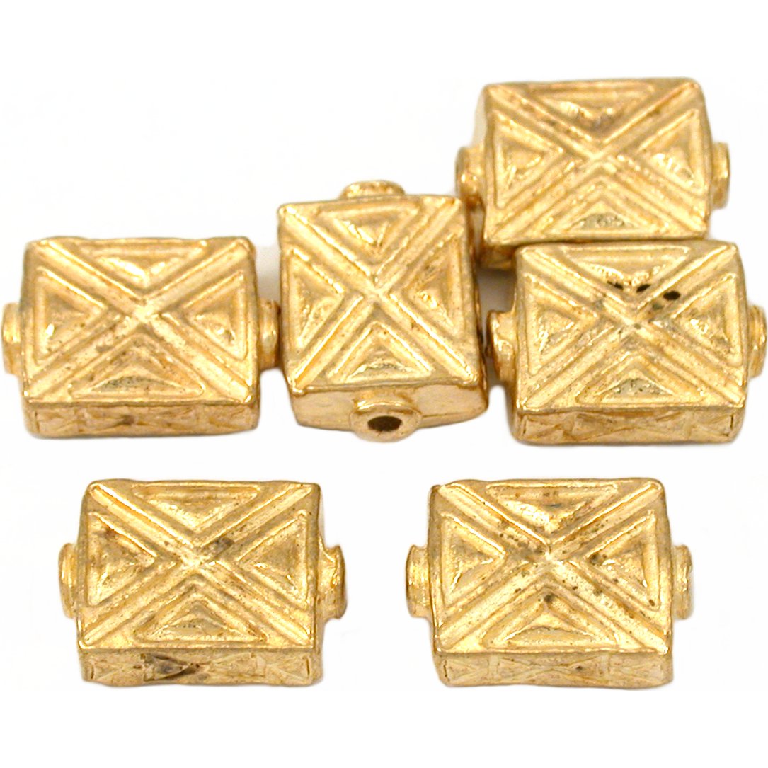 Rectangle X Gold Plated Beads 13mm 15 Grams 6Pcs Approx.