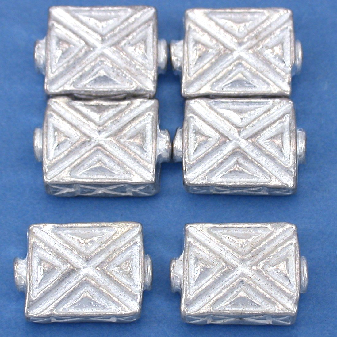 Rectangle X Silver Plated Beads 13mm 15 Grams 6Pcs Approx.