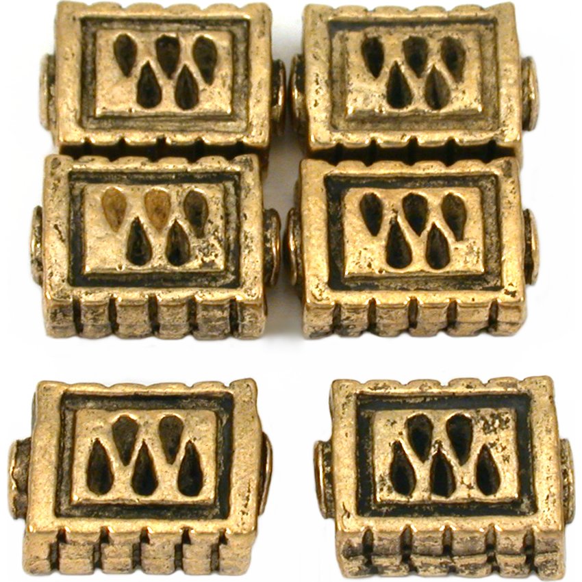 Rectangle Antique Gold Plated Beads 13mm 16 Grams 6Pcs Approx.