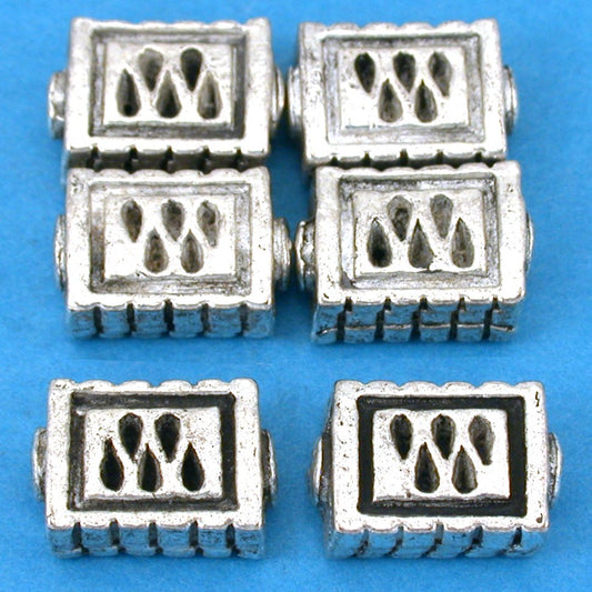 Rectangle Antique Silver Plated Beads 13mm 16 Grams 6Pcs Approx.