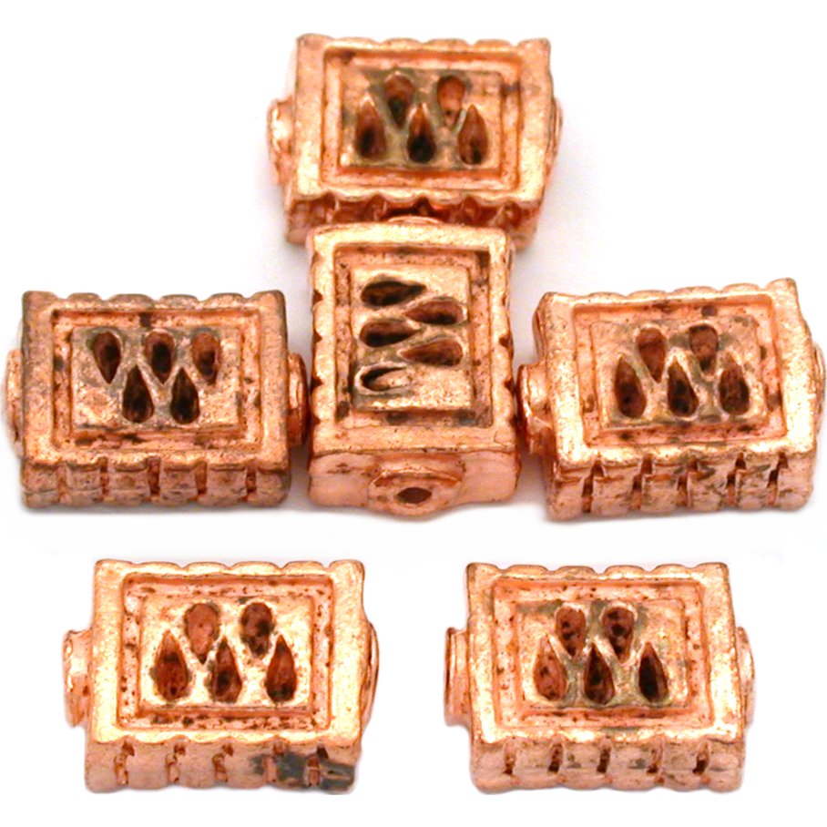 Rectangle Copper Plated Beads 13mm 16 Grams 6Pcs Approx.