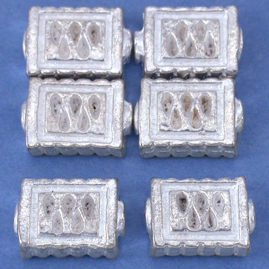 Rectangle Silver Plated Beads 13mm 16 Grams 6Pcs Approx.