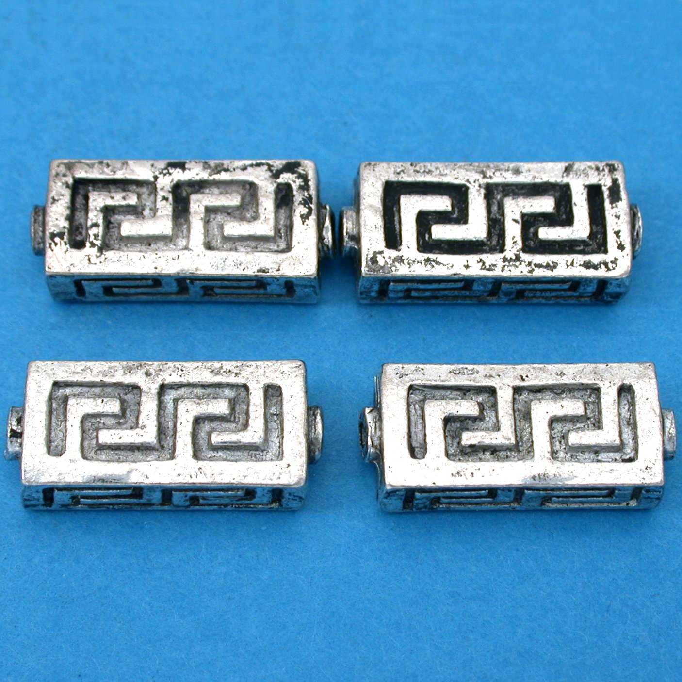 Rectangle Antique Silver Plated Beads 19mm 15 Grams 4Pcs Approx.