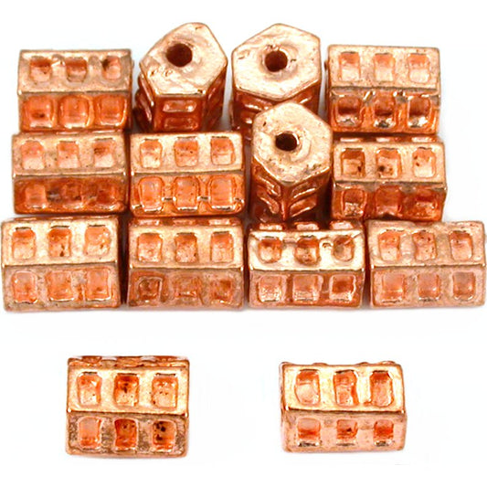 Hexagon Tube Copper Plated Beads 7mm 15 Grams 16Pcs Approx.