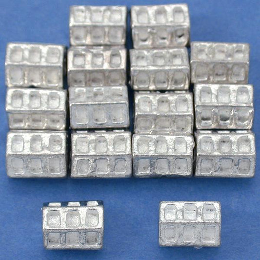 Hexagon Tube Silver Plated Beads 7mm 15 Grams 16Pcs Approx.