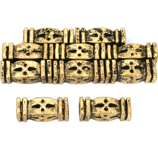 Rectangle Tube Antique Gold Plated Beads 13mm 15 Grams 10Pcs Approx.
