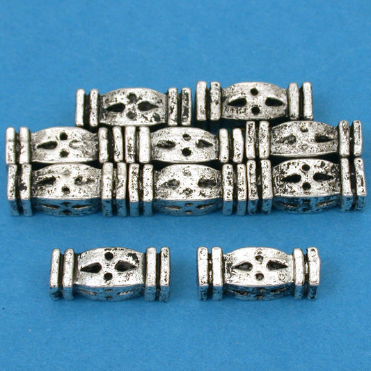 Rectangle Tube Antique Silver Plated Beads 13mm 15 Grams 10Pcs Approx.