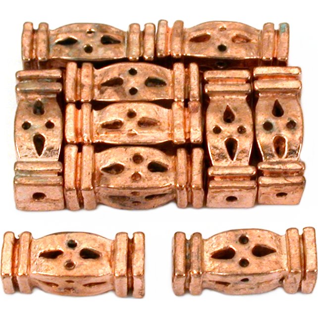 Rectangle Tube Copper Plated Beads 13mm 15 Grams 10Pcs Approx.