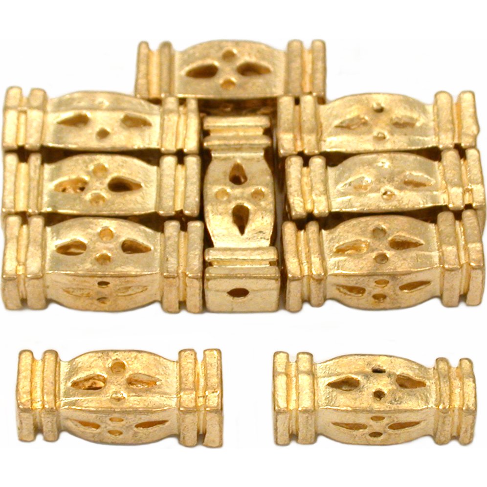 Rectangle Tube Gold Plated Beads 13mm 15 Grams 10Pcs Approx. – FindingKing