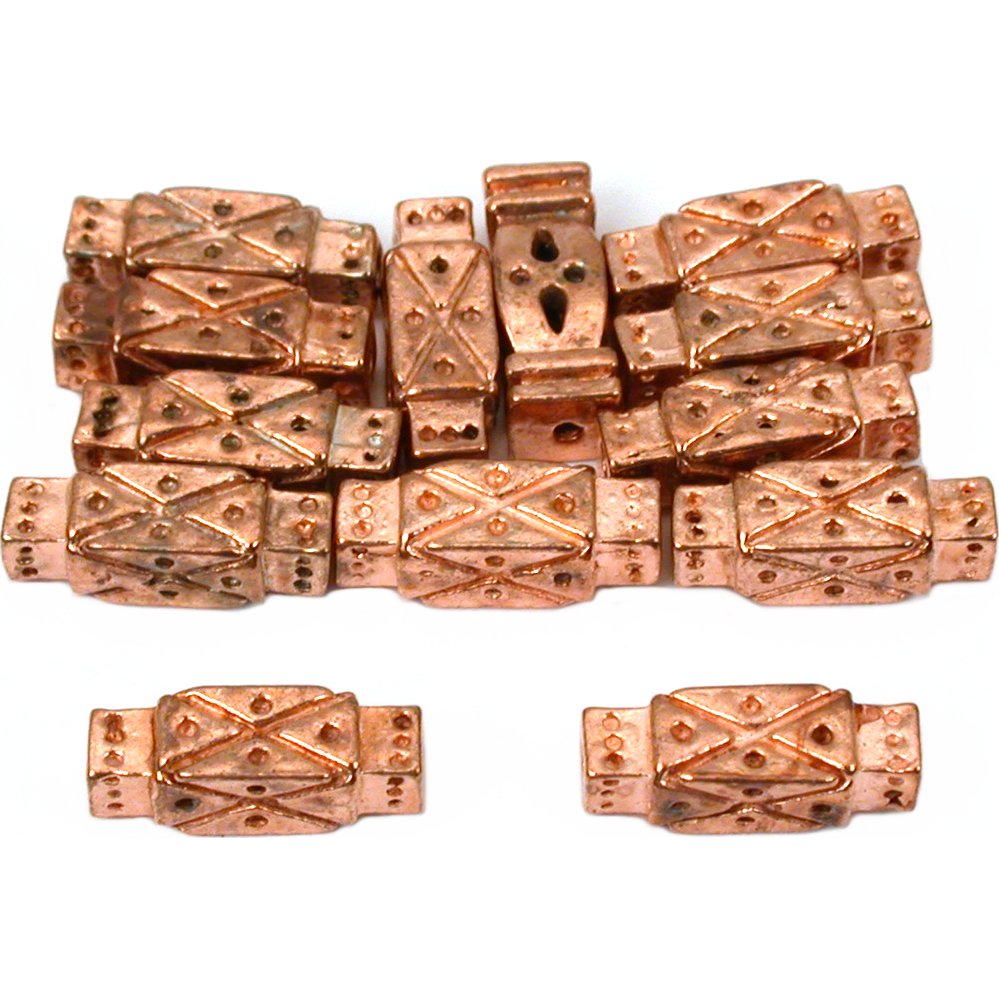 Rectangle Tube Copper Plated Beads 13mm 15 Grams 12Pcs Approx.
