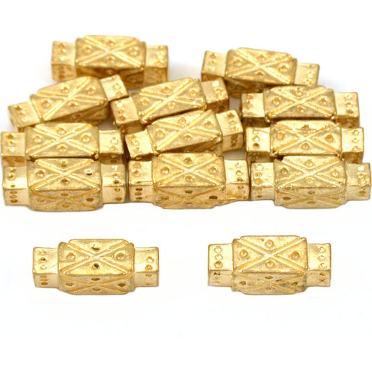 Rectangle Tube Gold Plated Beads 13mm 15 Grams 12Pcs Approx.
