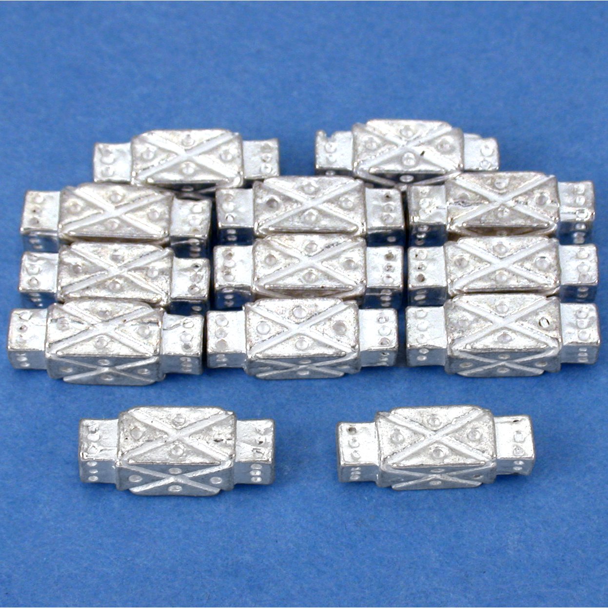 Rectangle Tube Silver Plated Beads 13mm 15 Grams 12Pcs Approx.