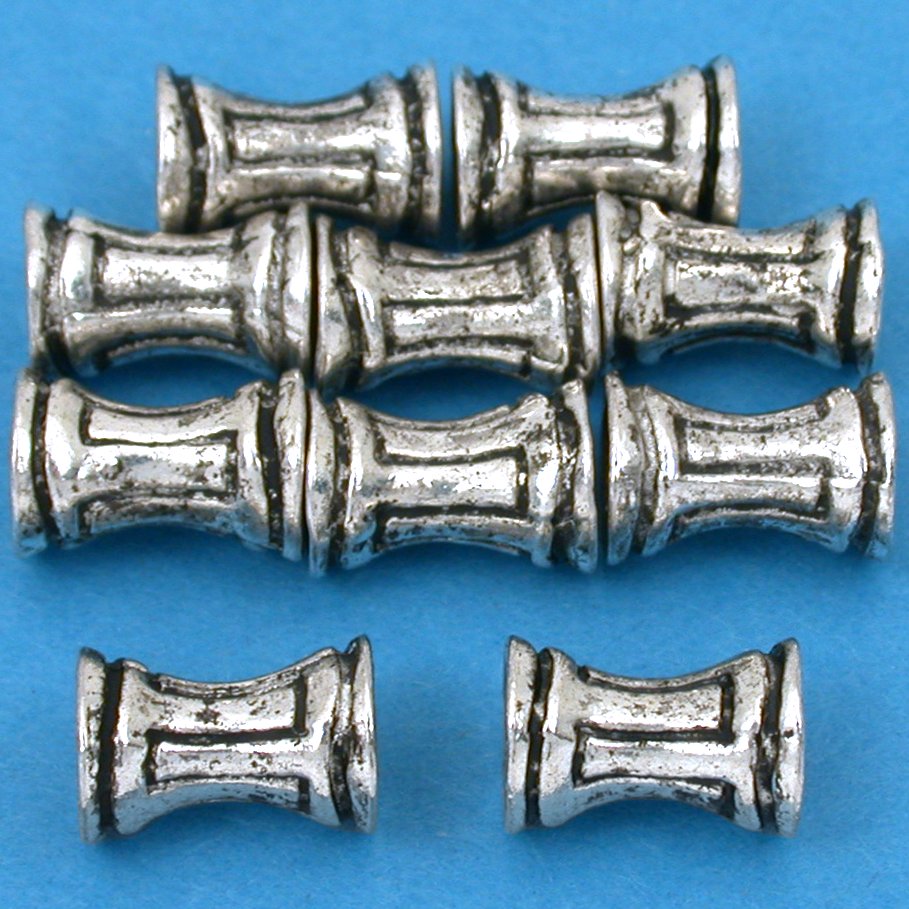Tube Antique Silver Plated Beads 11mm 15 Grams 10Pcs Approx.