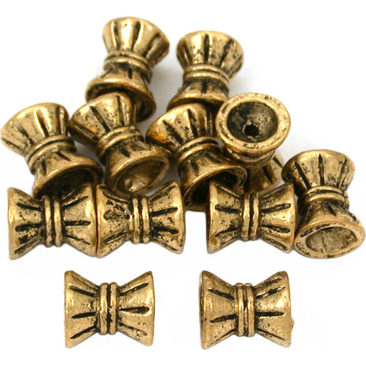 Tube Antique Gold Plated Beads 8.5mm 15 Grams 10Pcs Approx.