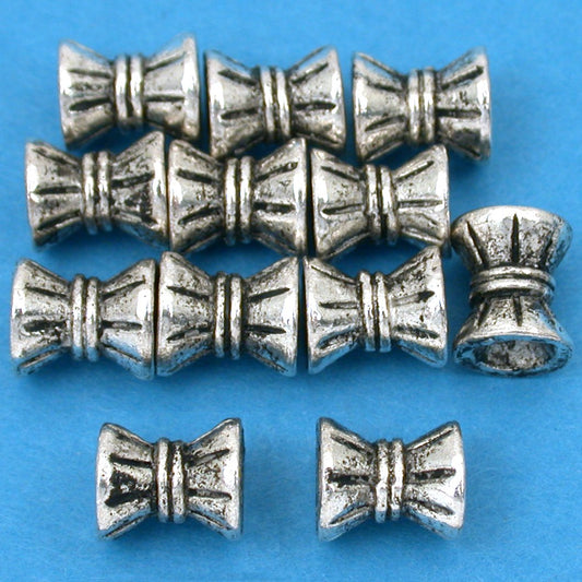 Tube Antique Silver Plated Beads 8.5mm 15 Grams 10Pcs Approx.