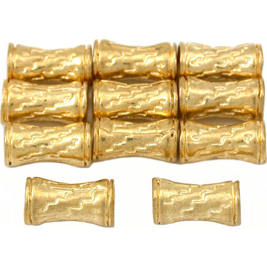 Tube Gold Plated Beads 11.5mm 16 Grams 10Pcs Approx.
