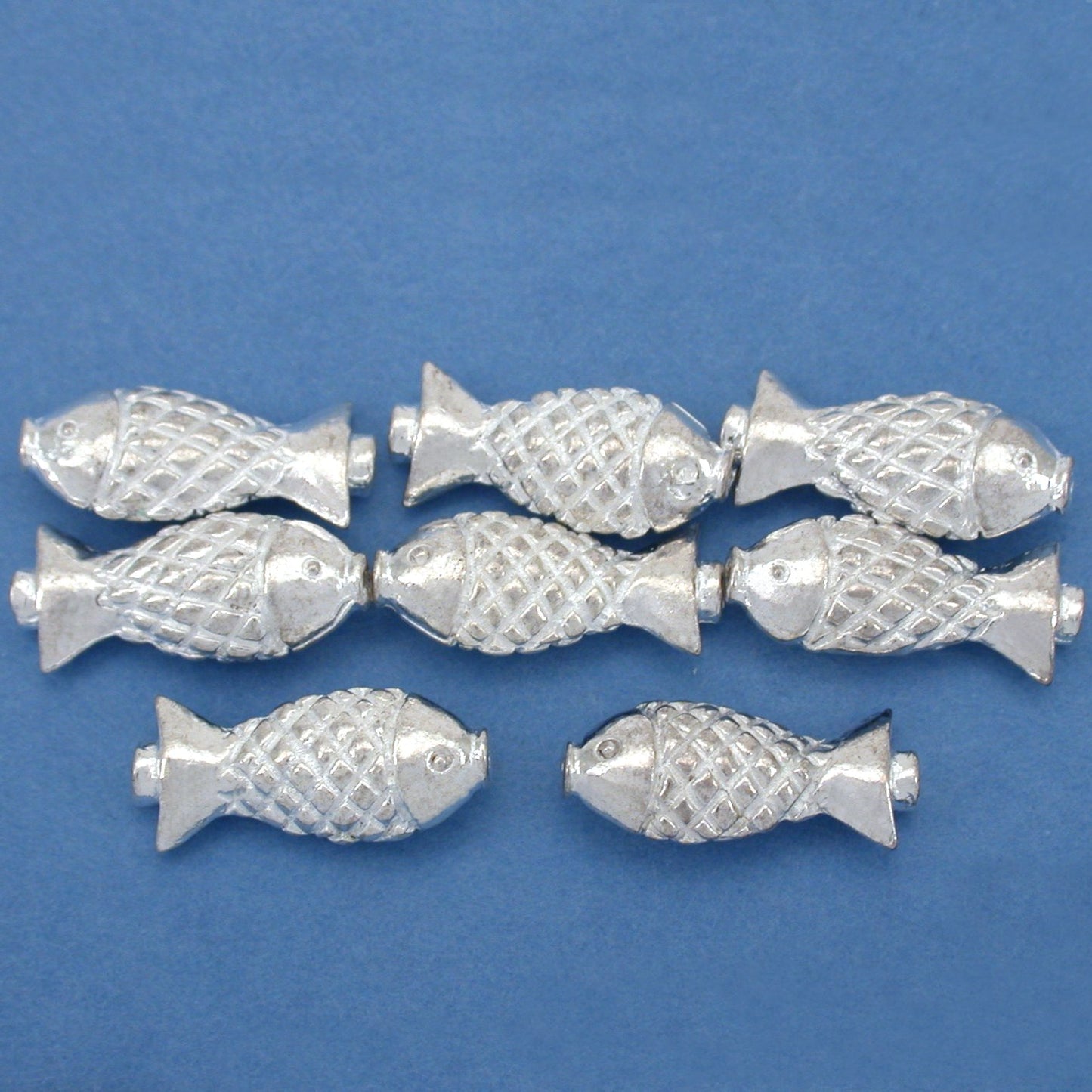 Fish Silver Plated Beads 18mm 15 Grams 8Pcs Approx.