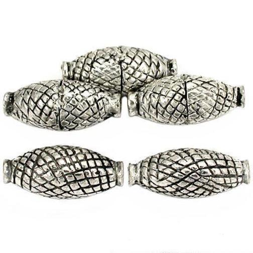 Oval Tube Antique Silver Plated Beads 18.5mm 16 Grams 5Pcs Approx.