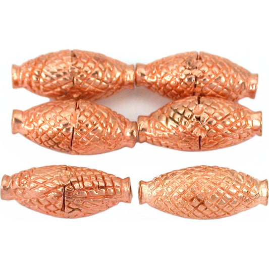 Oval Tube Copper Plated Beads 18.5mm 16 Grams 5Pcs Approx.