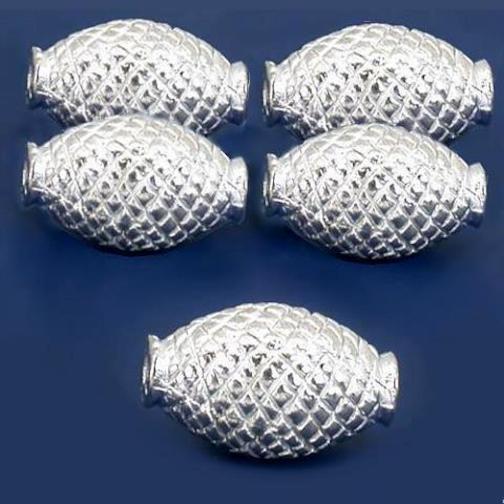 Oval Tube Silver Plated Beads 18.5mm 16 Grams 5Pcs Approx.
