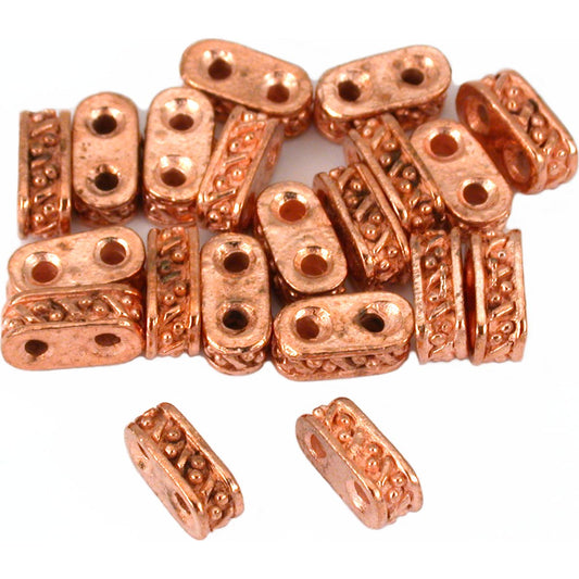 Bali Spacer Two Hole Copper Plated Beads 9mm 15 Grams 20Pcs Approx.