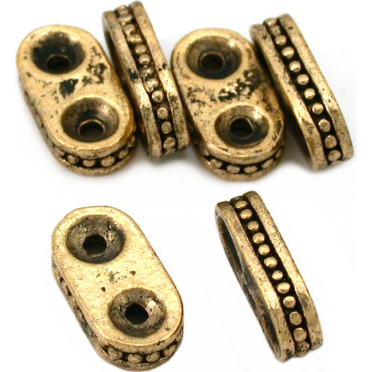 Bali Spacer Bar Beads Two Strand Antique Gold Plated 8mm 6Pcs Approx.