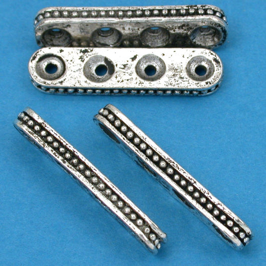 Bali Spacer Four Hole Antique Silver Plated Beads 31mm 16 Grams 4Pcs Approx.