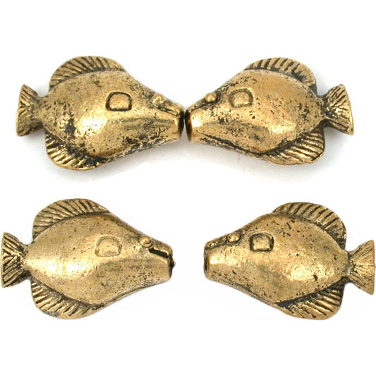 Fish Antique Gold Plated Beads 19mm 18 Grams 4Pcs Approx.