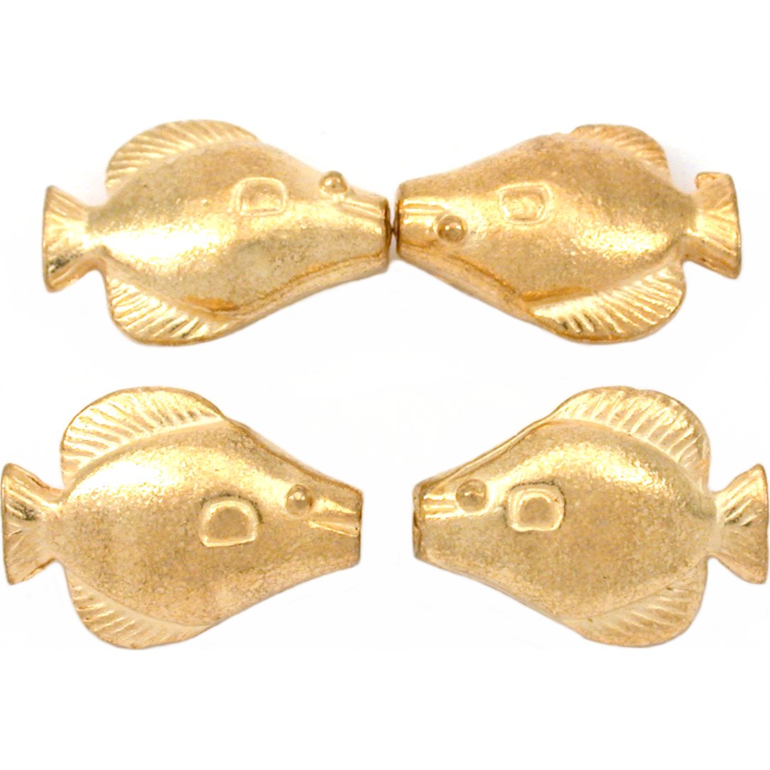 Fish Gold Plated Beads 19mm 18 Grams 4Pcs Approx.