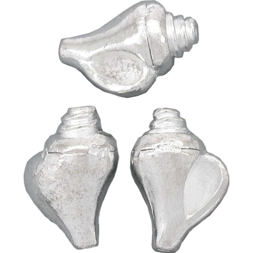 Conch Sea Shell Silver Plated Beads 21mm 16 Grams 3Pcs Approx.