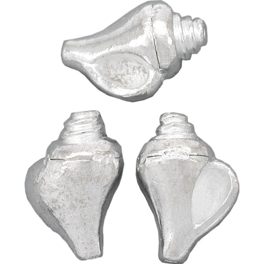 Conch Sea Shell Silver Plated Beads 21mm 16 Grams 3Pcs Approx.
