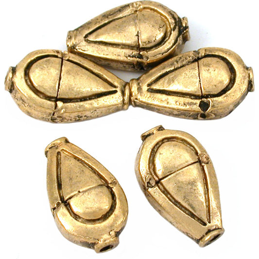 Teardrop Antique Gold Plated Beads 18.5mm 16 Grams 5Pcs Approx.