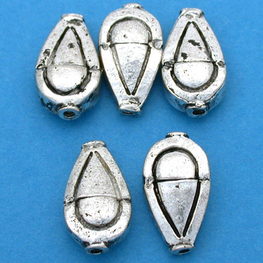 Teardrop Antique Silver Plated Beads 18.5mm 16 Grams 5Pcs Approx.