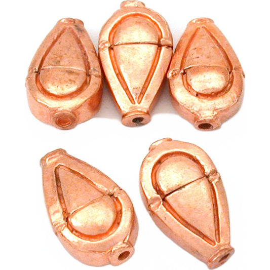 Teardrop Copper Plated Beads 18.5mm 16 Grams 5Pcs Approx.