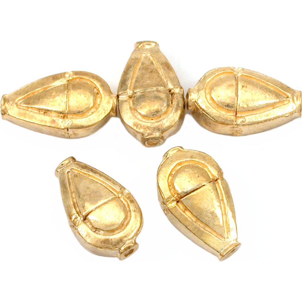 Teardrop Gold Plated Beads 18.5mm 16 Grams 5Pcs Approx.